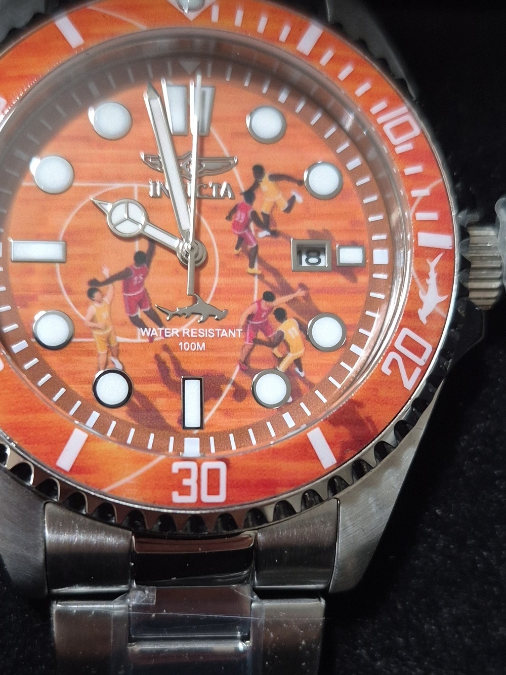 Invicta Diver Men’s Orange Basketball-Graphic Dial Stainless Watch